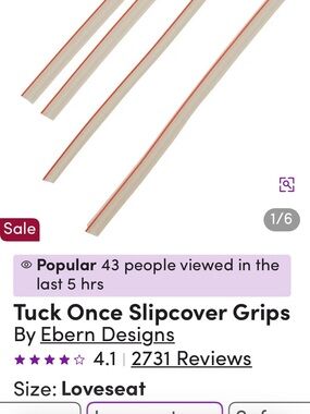 Ebern Designs Slipcover Grips in Beige with Red Stripe